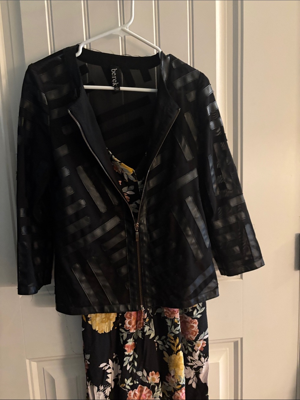 Berek Black Striped Sheer Panel Zip Jacket fun summer to evening  cool-out